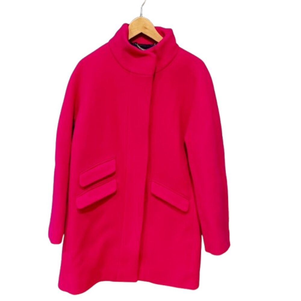 J.Crew Italian Stadium Cloth Wool Coat in Hot Pink | Size 12